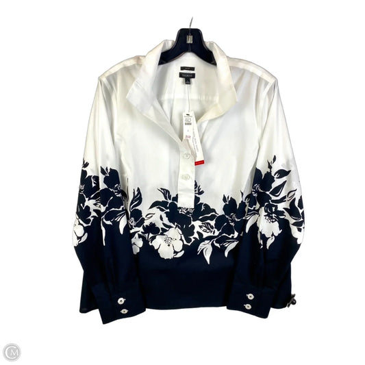 Top Long Sleeve By Talbots In Black & White, Size: L