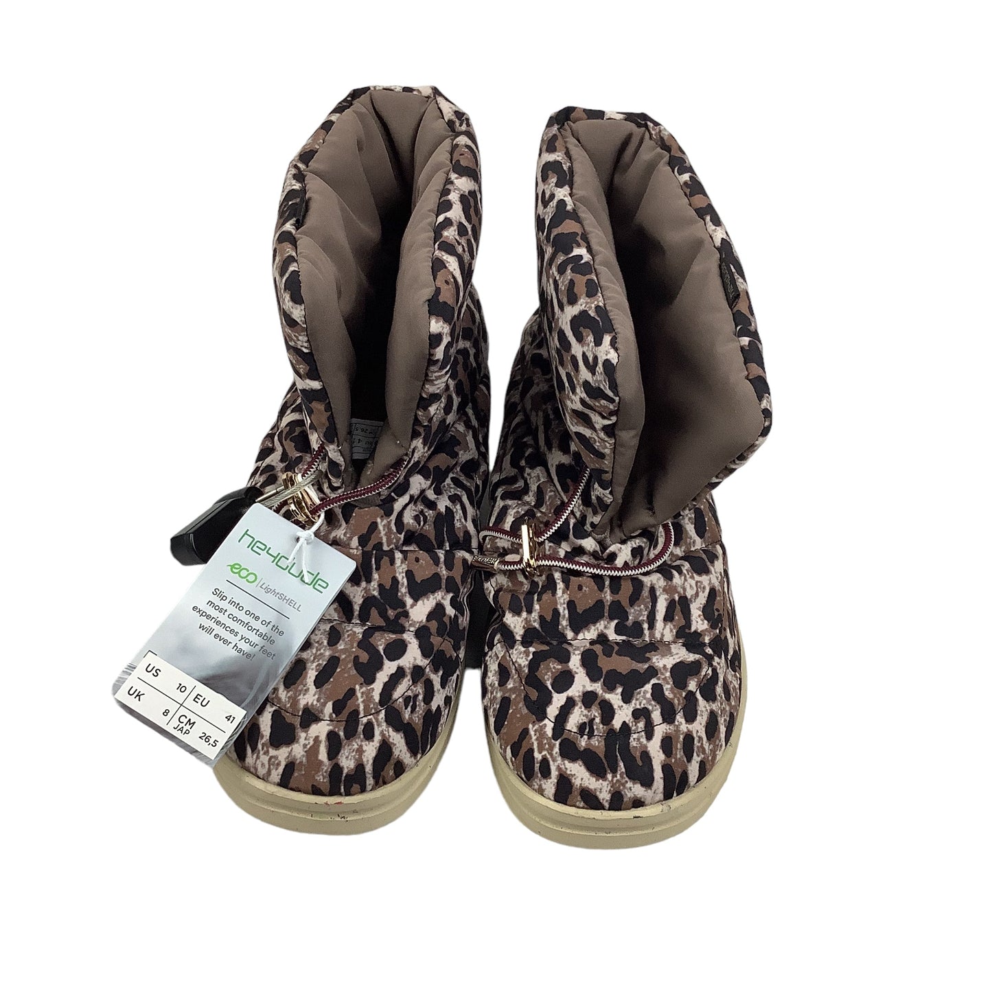 Animal Print Boots Ankle Flats Hey Dude, Size 10