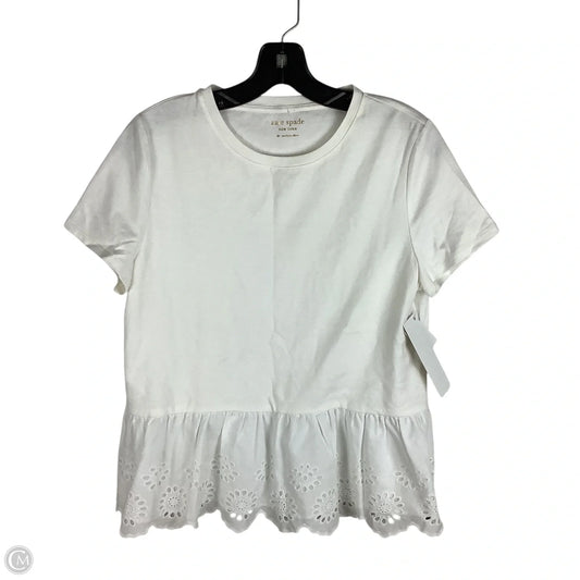 Top Short Sleeve Designer By Kate Spade In White, Size: M