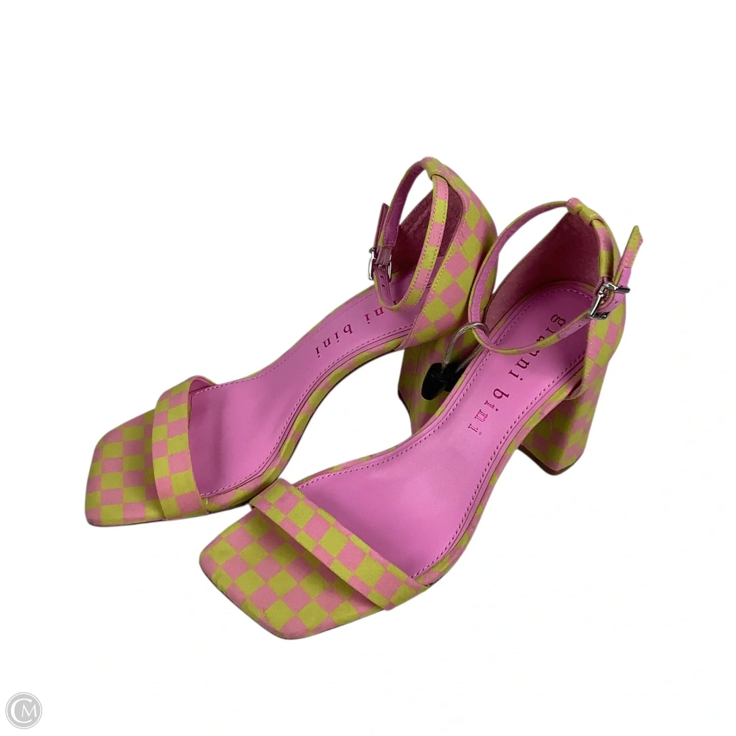 Sandals Heels Block By Gianni Bini In Green & Pink, Size: 8.5