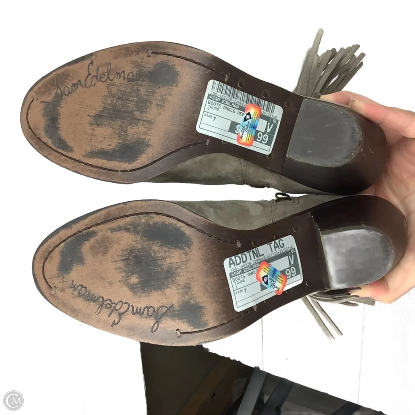 Boots Ankle Heels By Sam Edelman In Taupe, Size: 7