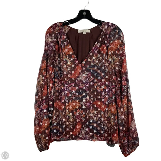 Top Long Sleeve By Loft In Brown, Size: L
