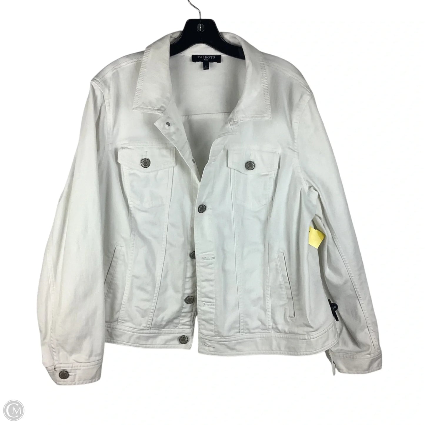 Jacket Denim By Talbots In White Denim, Size: 2x
