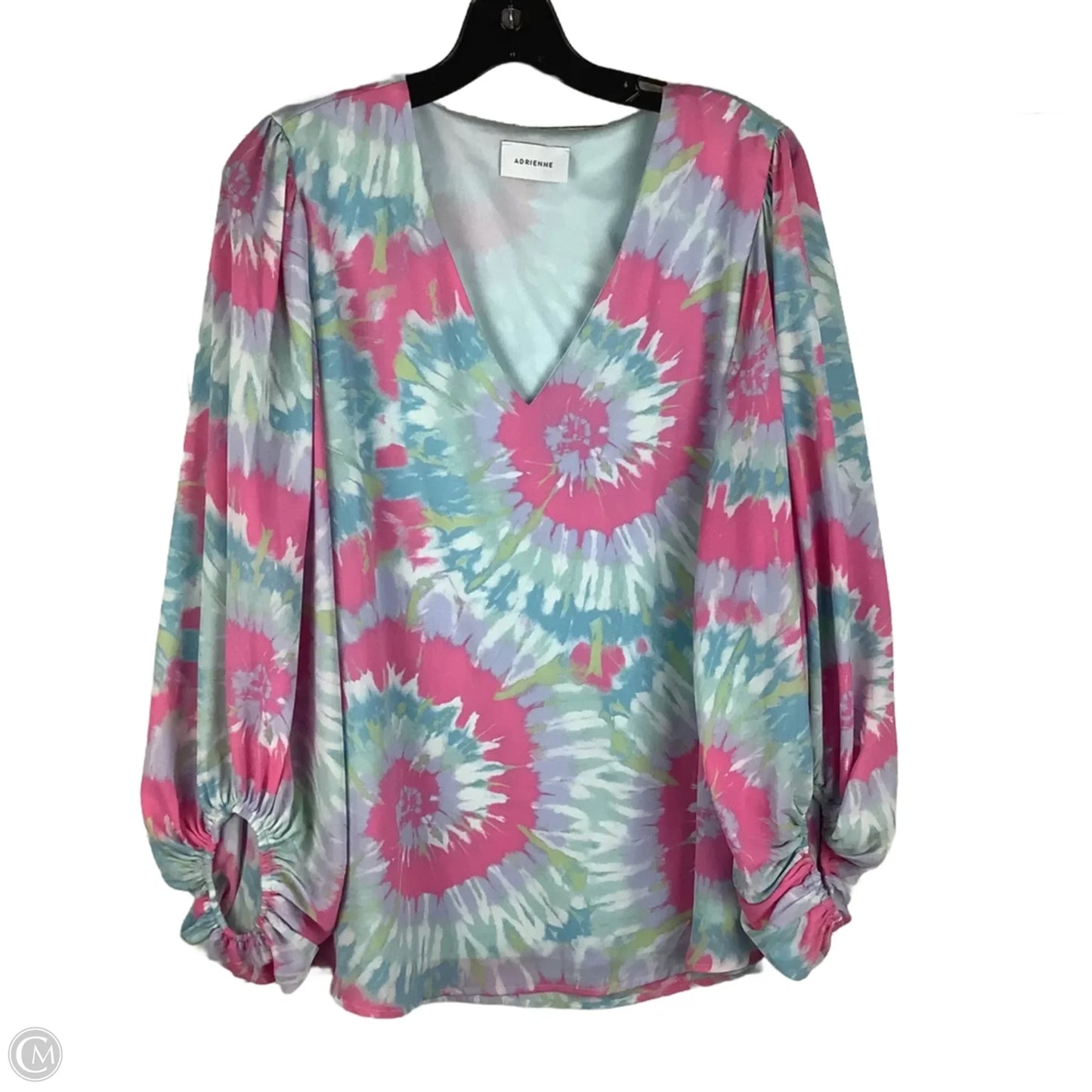 Top Long Sleeve By Adrienne In Blue & Pink, Size: Xl