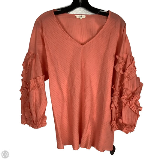 Top Long Sleeve By Easel In Pink, Size: L