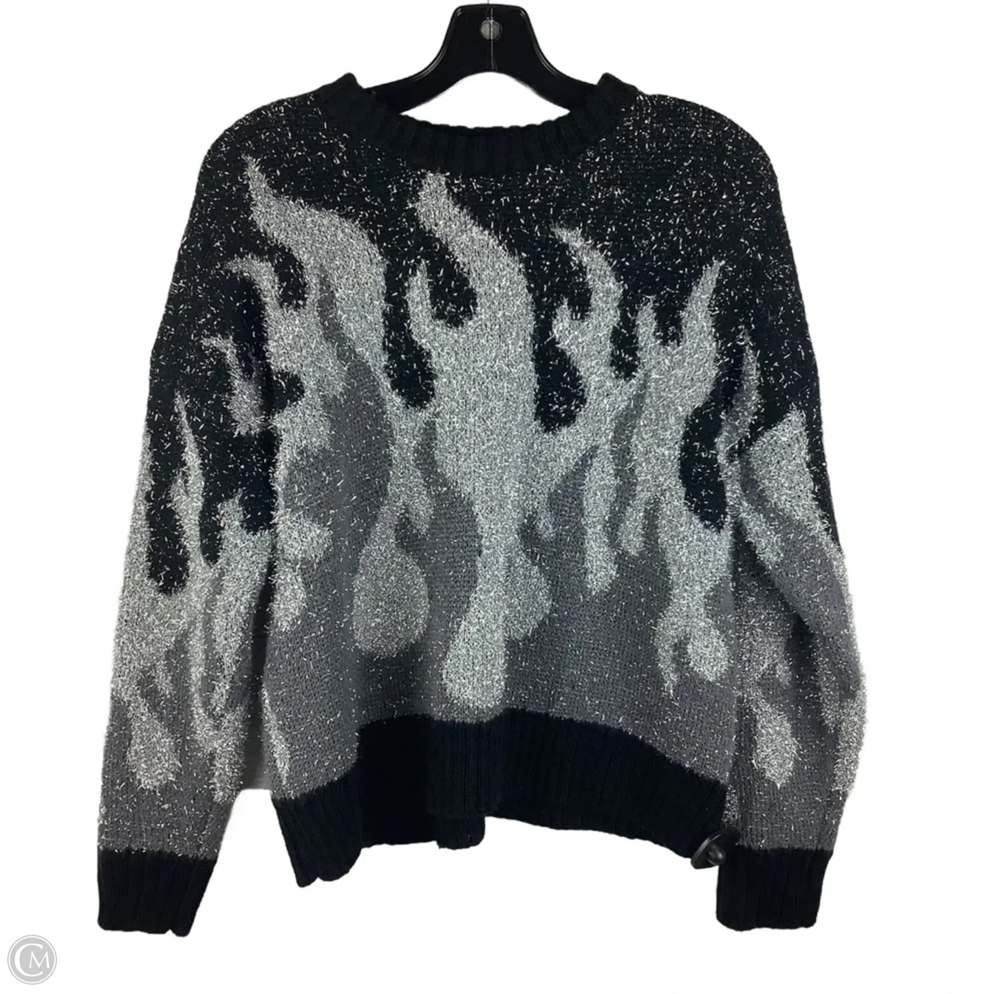 Sweater By Forever 21 In Black & Silver, Size: S