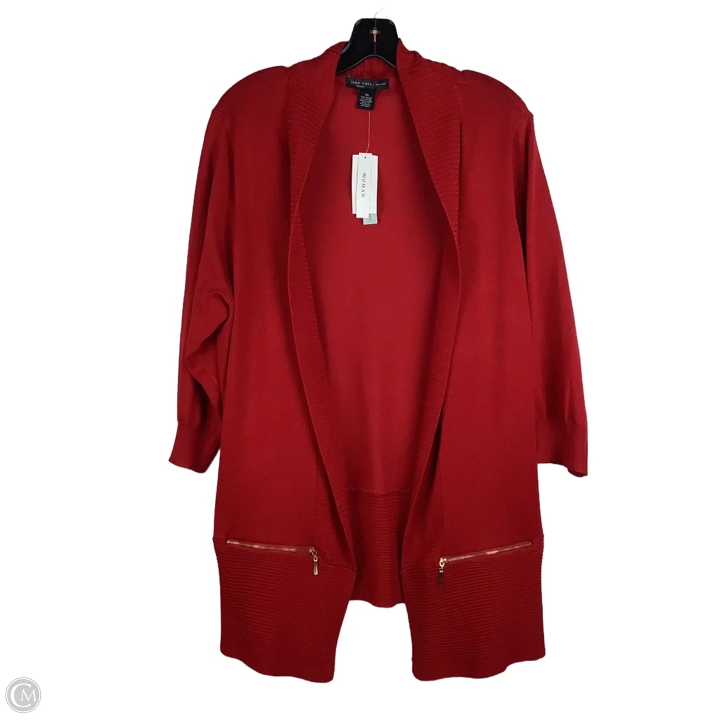 Sweater Cardigan By Joan Vass In Red, Size: 2x