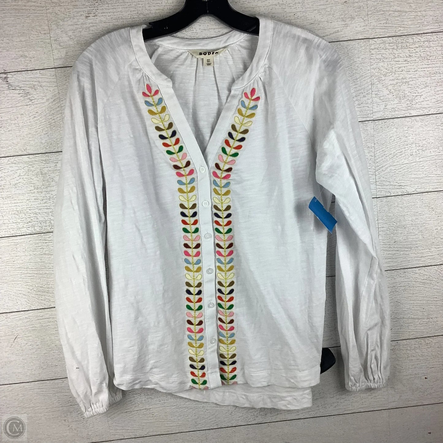 Top Long Sleeve By Boden In White, Size: 4/S