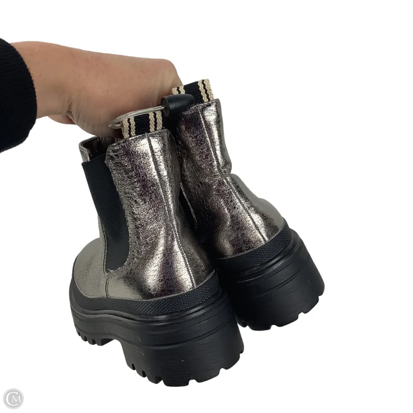 Boots Ankle Heels By Shu Shop In Silver, Size: 9