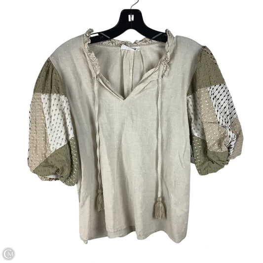 Top Short Sleeve By Thml In Cream & Green, Size: L