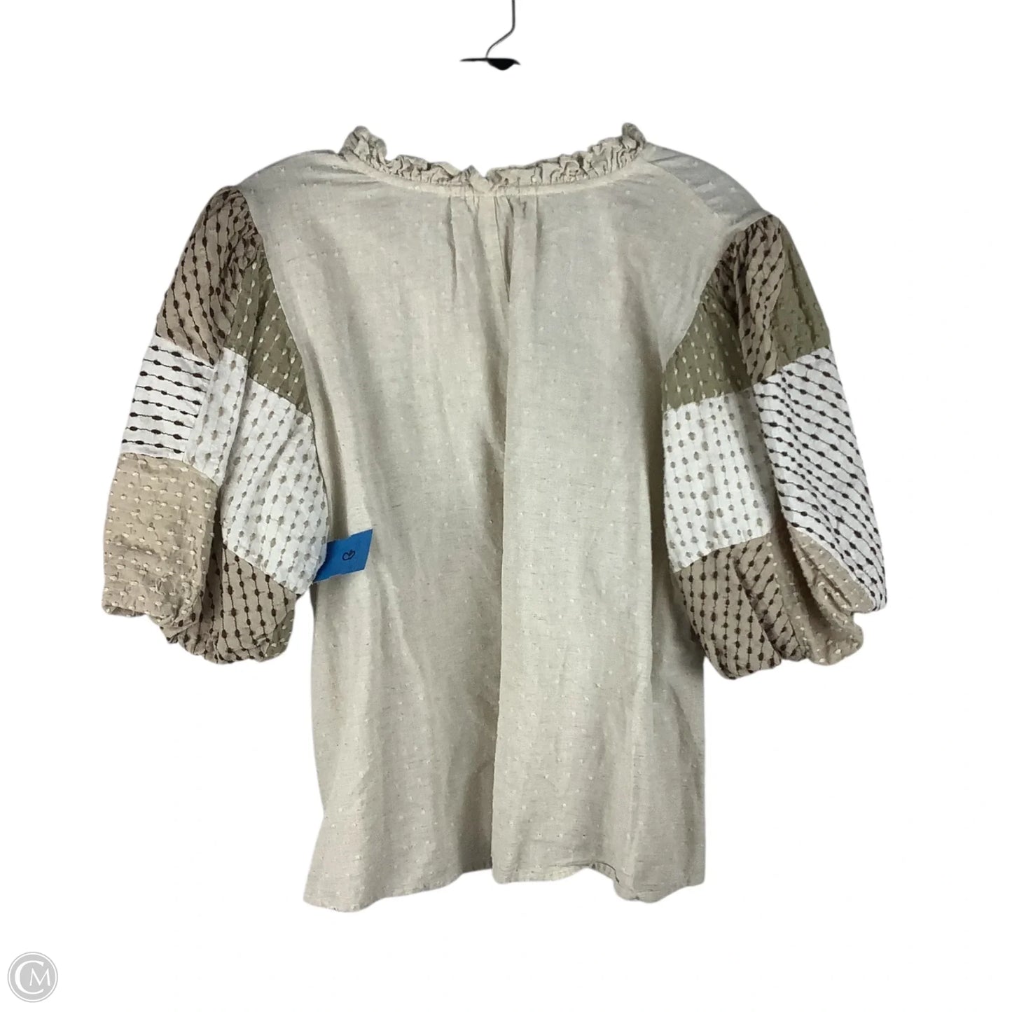 Top Short Sleeve By Thml In Cream & Green, Size: L