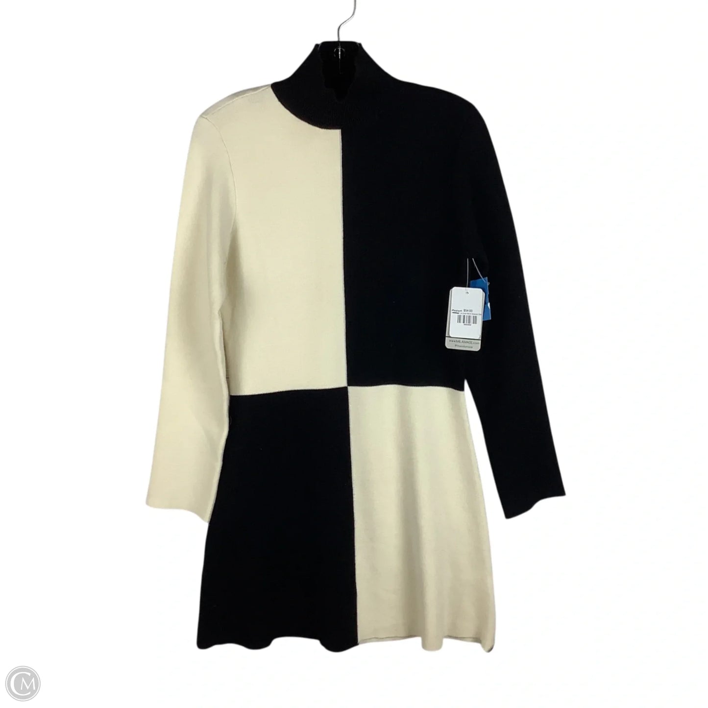 Dress Sweater By Miou Muse In Black & Cream, Size: M