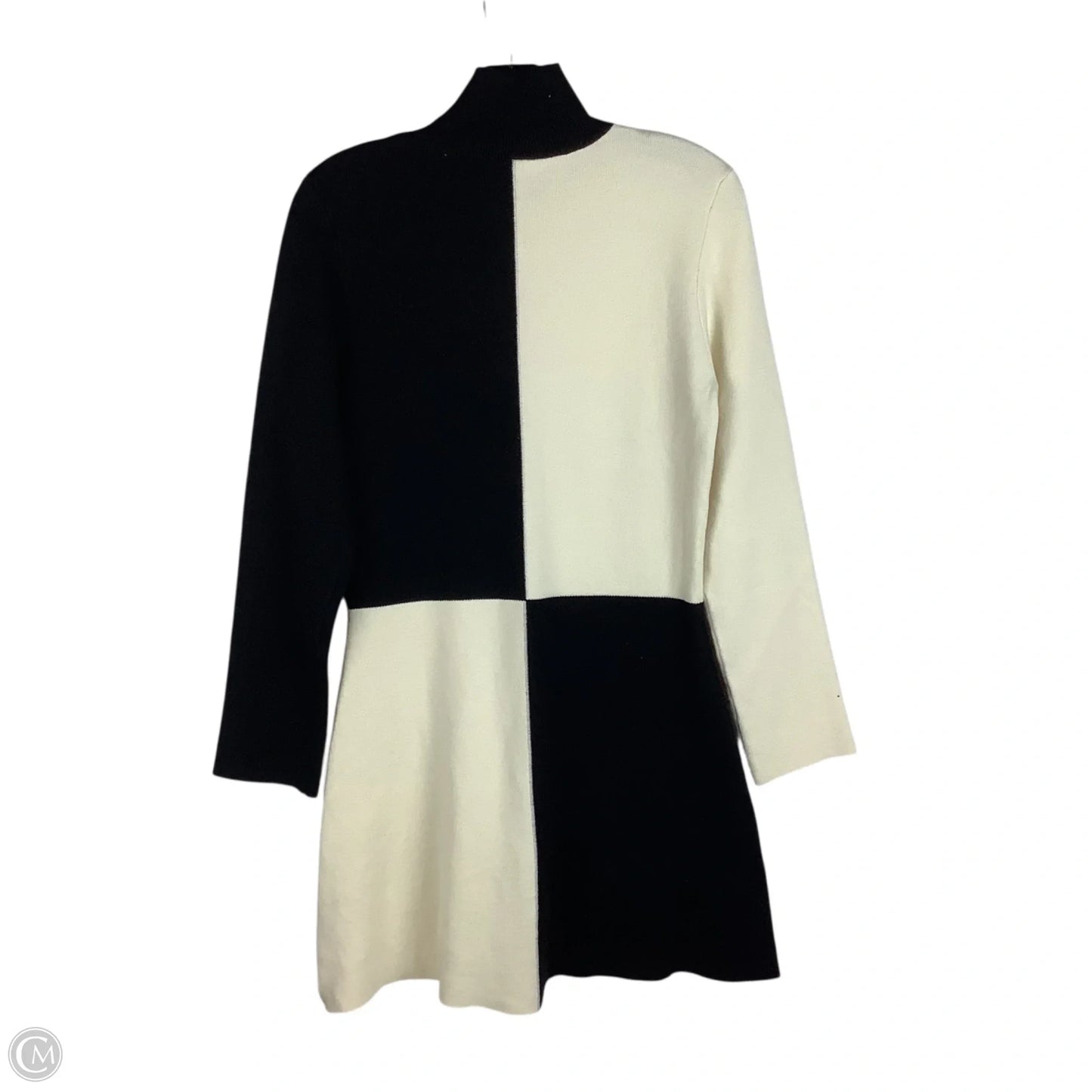 Dress Sweater By Miou Muse In Black & Cream, Size: M
