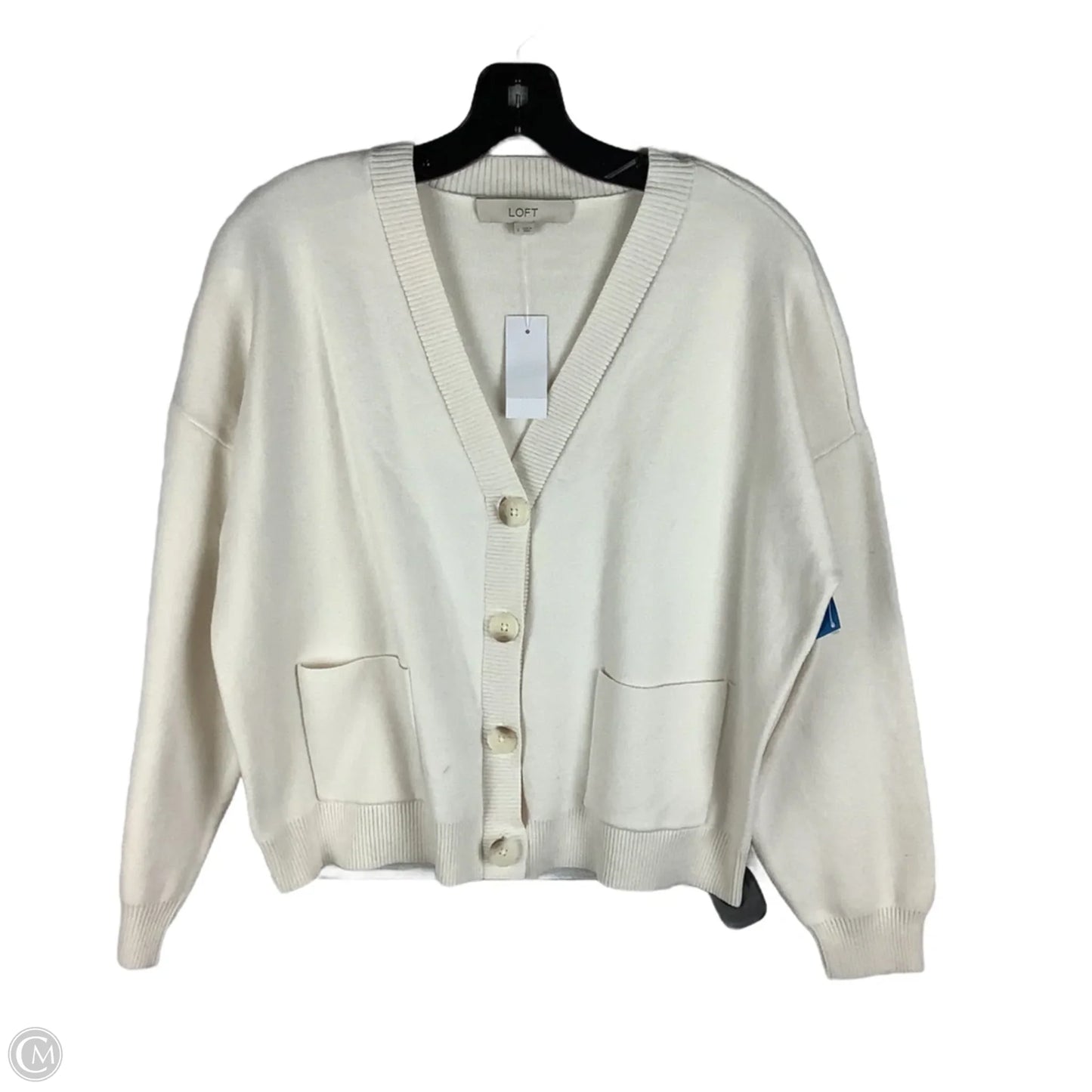 Sweater Cardigan By Loft In White, Size: L