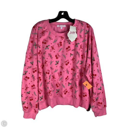 Sweatshirt Crewneck By Clothes Mentor In Pink, Size: 1x