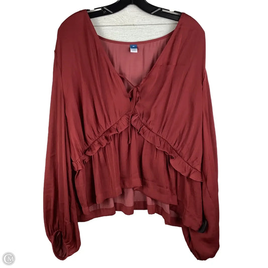 Top Long Sleeve By Old Navy In Red, Size: 2x