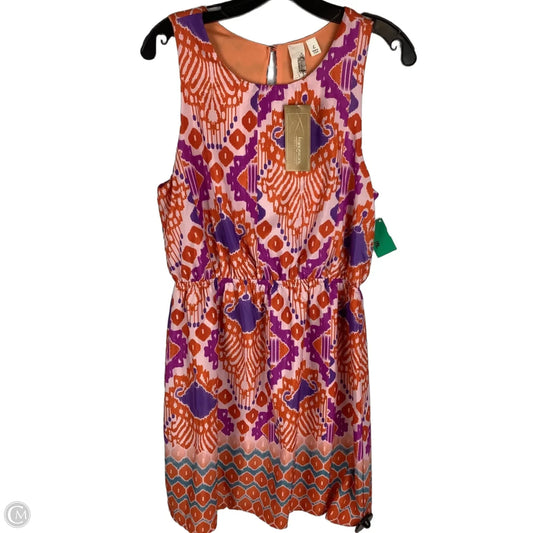 Dress Casual Short By Francesca's In Orange & Purple, Size: L