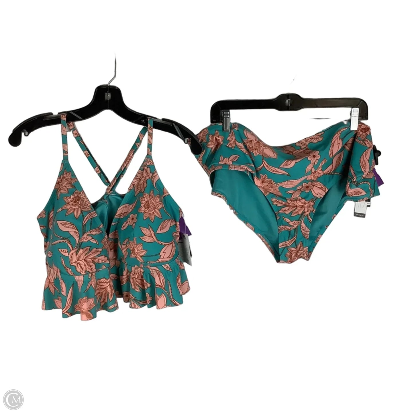 Swimsuit 2pc By Time And Tru In Blue & Pink, Size: 2x