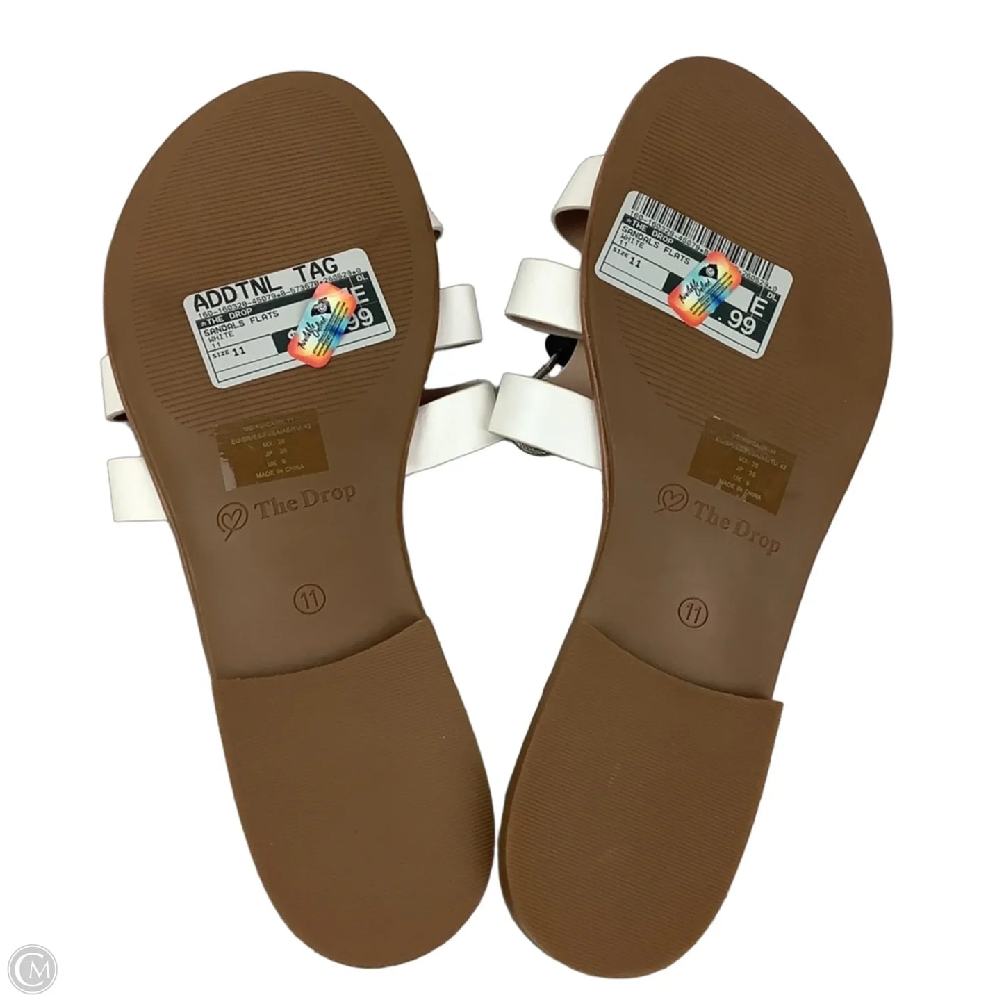 Sandals Flats By The Drop In White, Size: 11