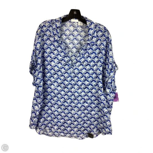 Top Short Sleeve By Sigrid Olsen In Blue, Size: 1x