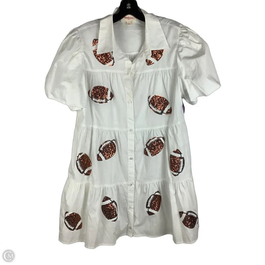 Dress Casual Short By Peach Love Cream California In Brown & White, Size: L