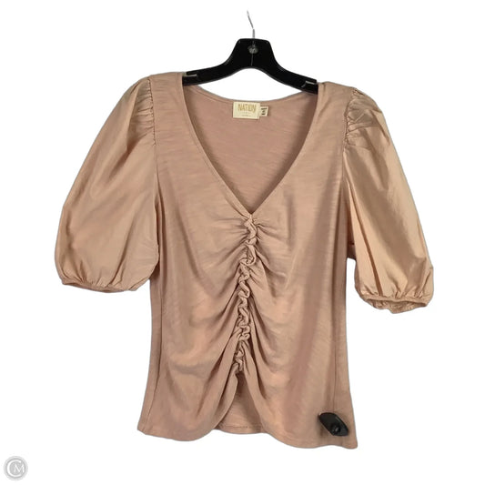 Top Short Sleeve By Nation In Pink, Size: M