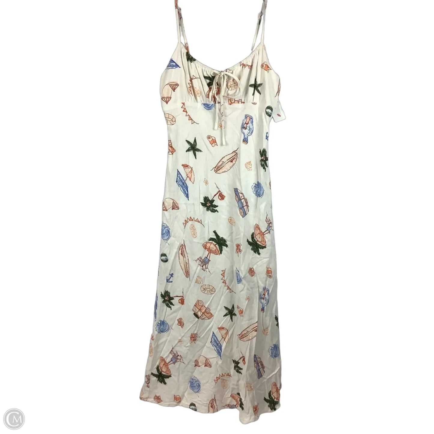 Dress Casual Midi By Clothes Mentor In Orange & White, Size: M
