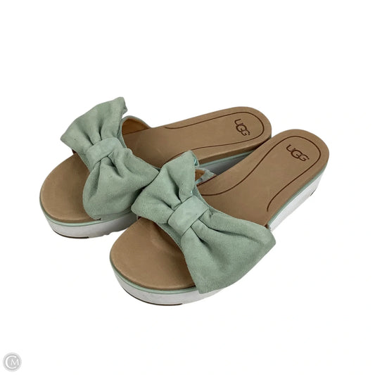 Sandals Designer By Ugg In Green, Size: 9.5