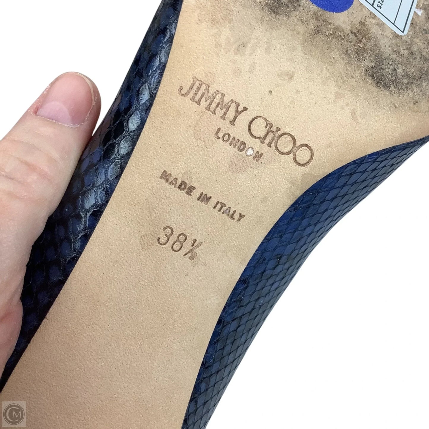 Shoes Luxury Designer By Jimmy Choo In Snakeskin Print, Size: 38.5