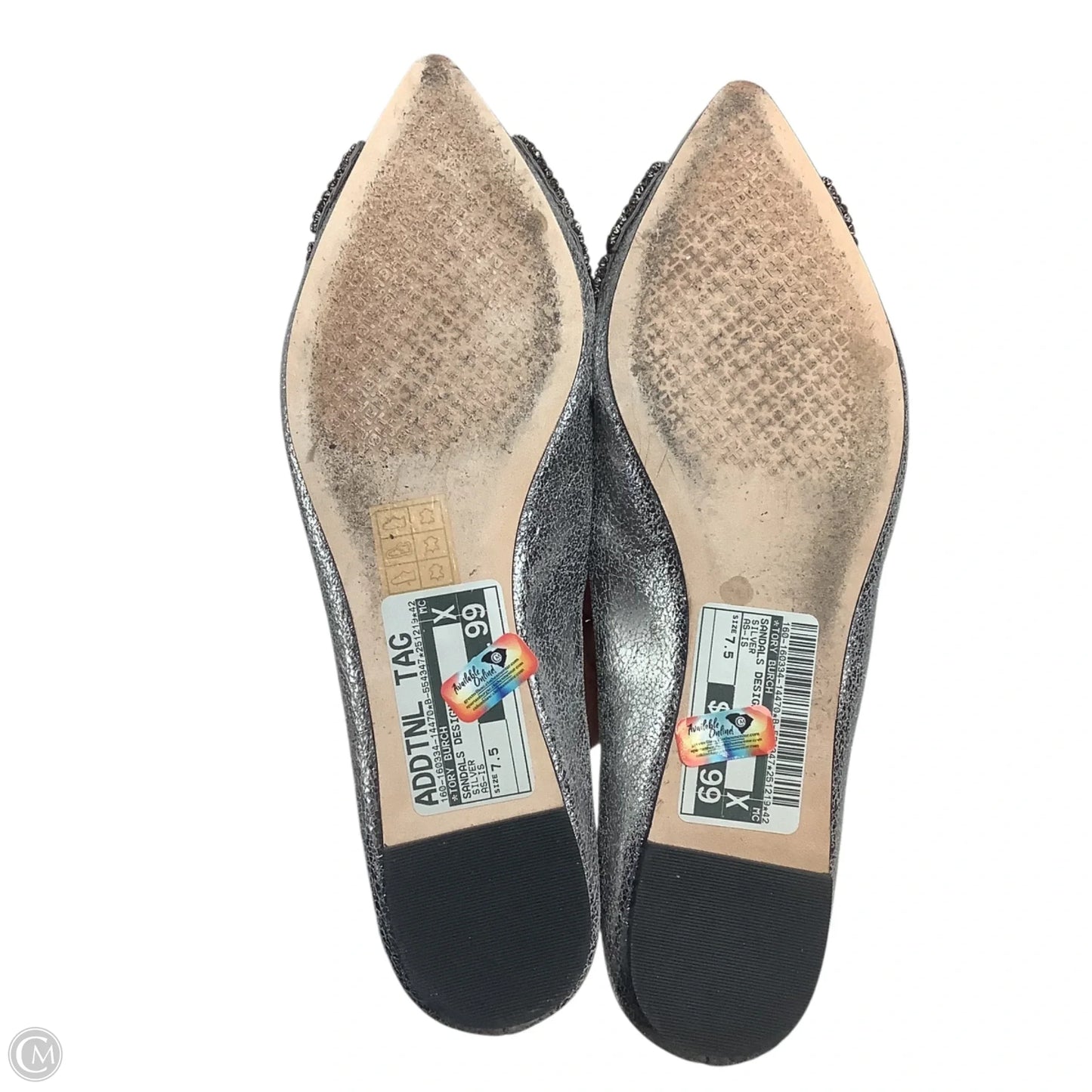 Sandals Designer By Tory Burch In Silver, Size: 7.5