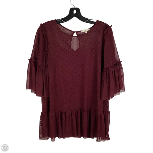 Top Long Sleeve By Pleione In Red, Size: M