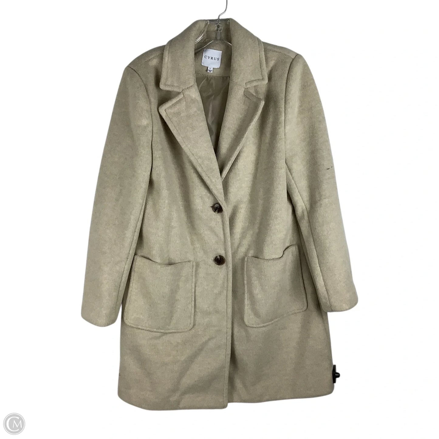 Coat Trench Coat By Cyrus In Beige, Size: L
