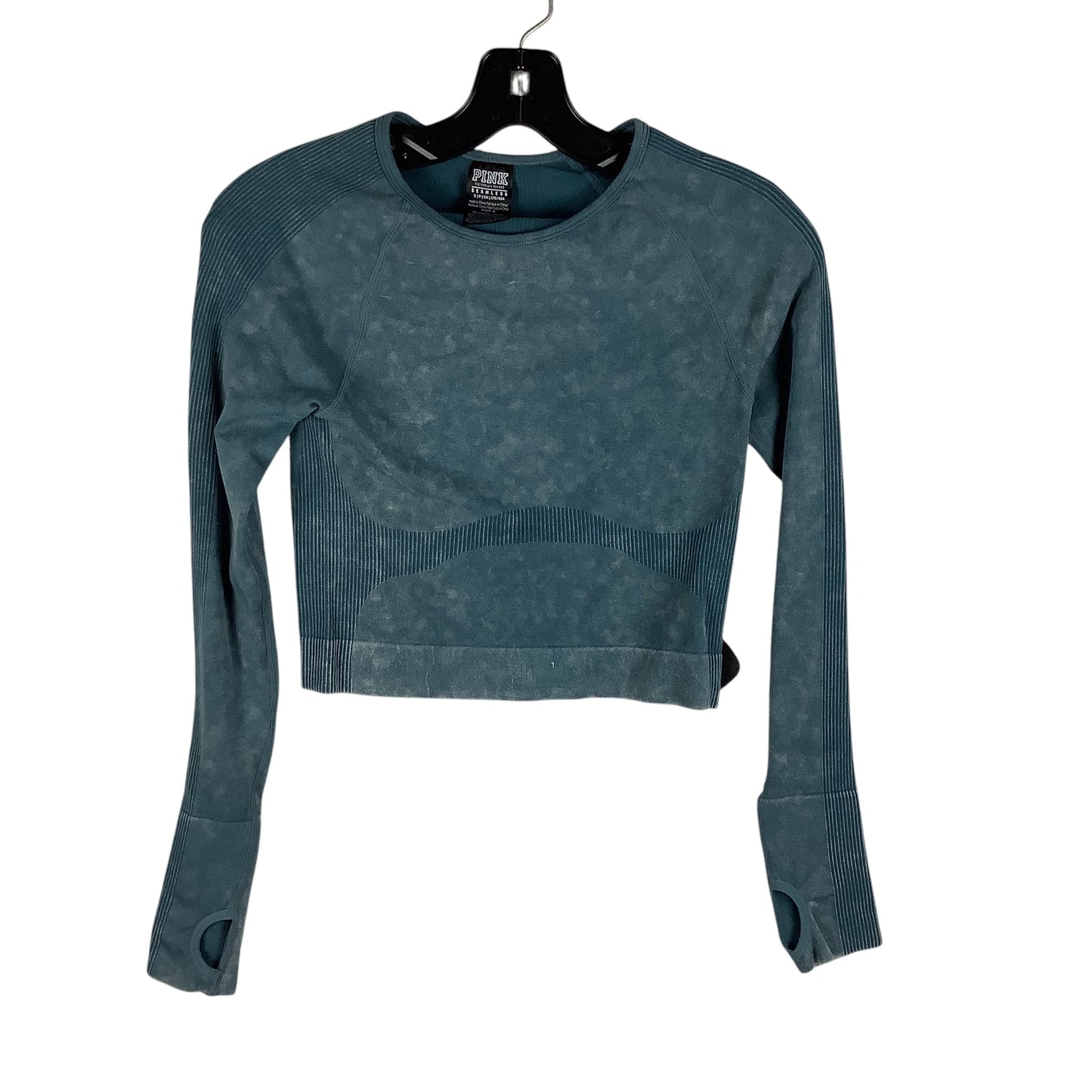 Athletic Top Long Sleeve Collar By Pink In Teal, Size: S