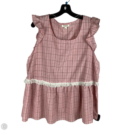 Top Sleeveless By Andree By Unit In Pink, Size: 1x