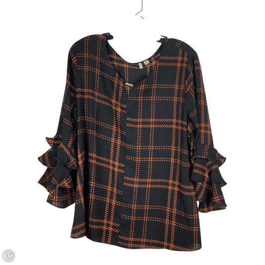 Top Long Sleeve By Cato In Checkered Pattern, Size: Xl