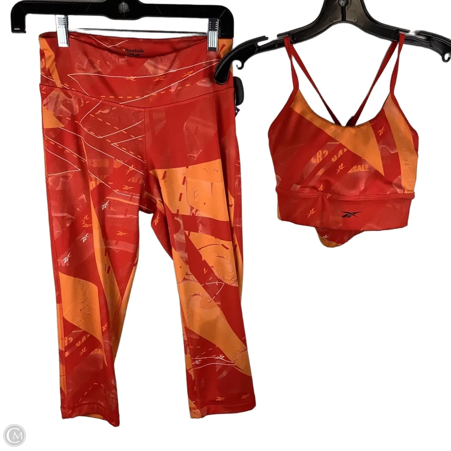 Athletic Pants 2pc By Reebok In Orange & Red, Size: S