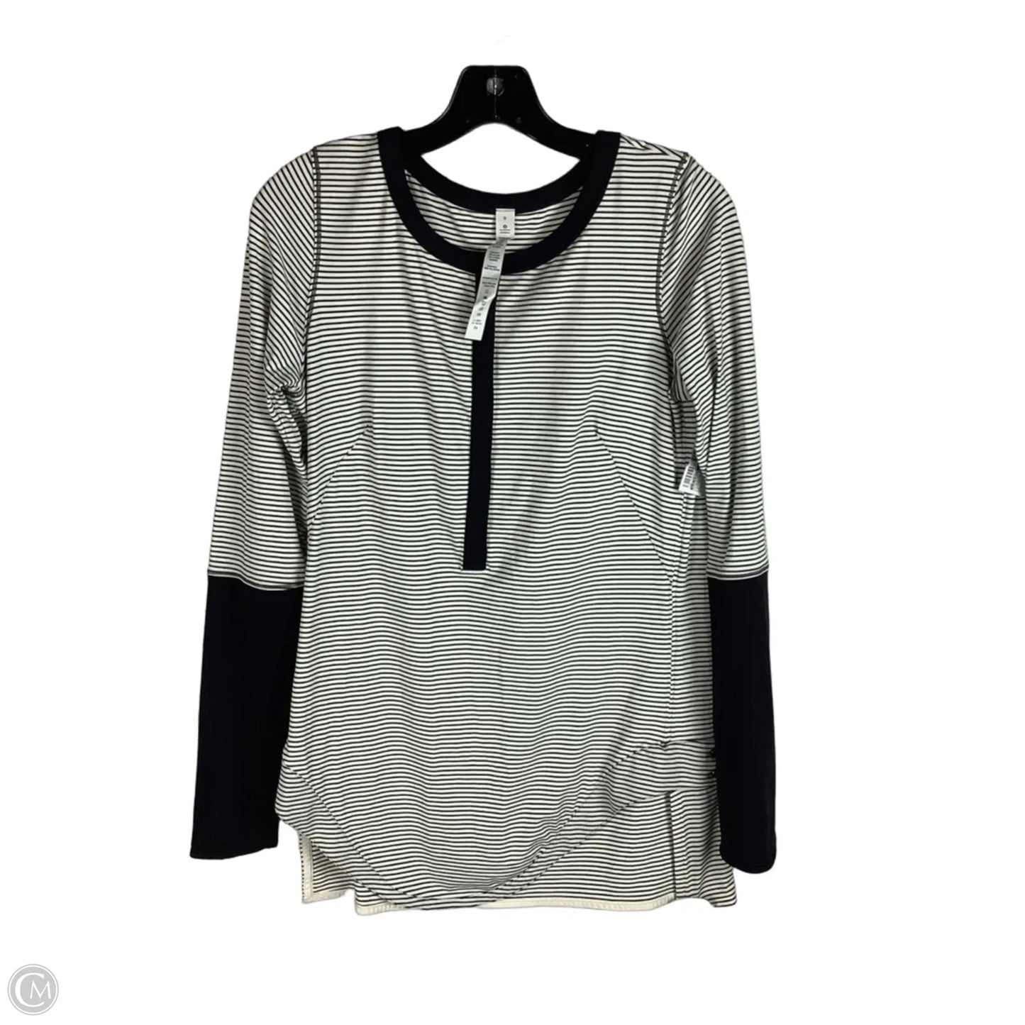 Athletic Top Long Sleeve Collar By Lululemon In Striped Pattern, Size: 8