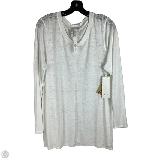 Athletic Top Long Sleeve Collar By Lululemon In White, Size: 12
