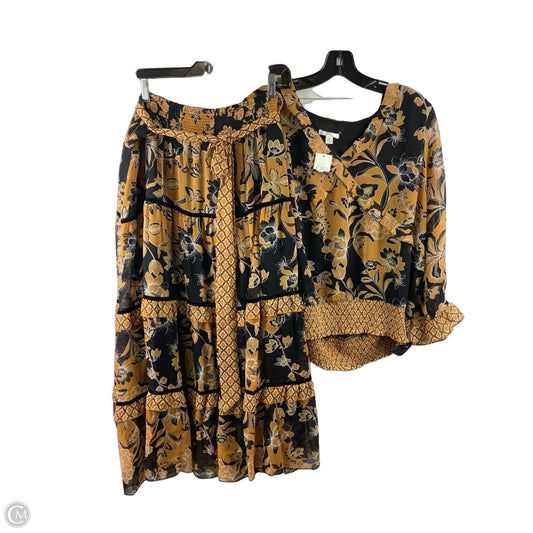 Skirt Set 2pc By Cato In Black & Yellow, Size: 18