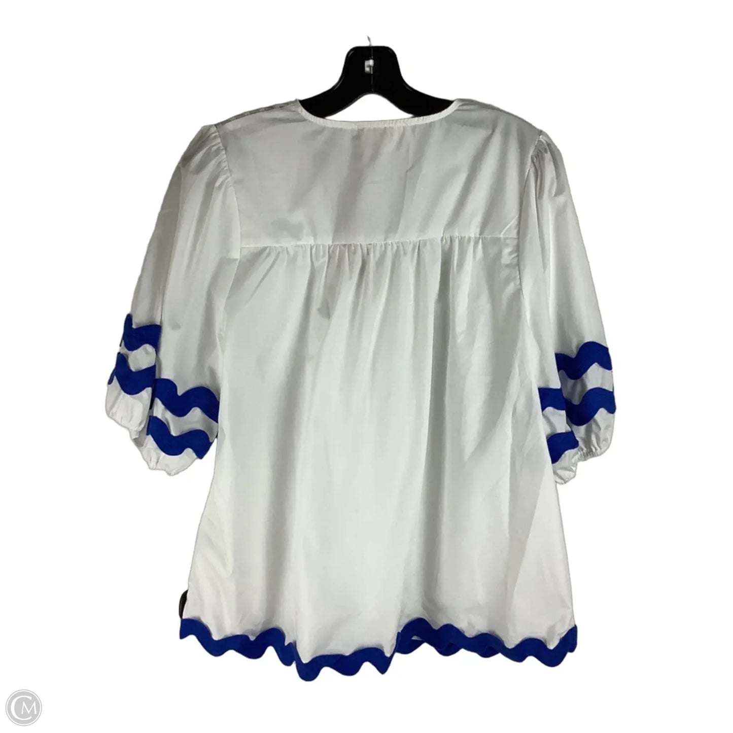 Top Short Sleeve By Entro In Blue & White, Size: L