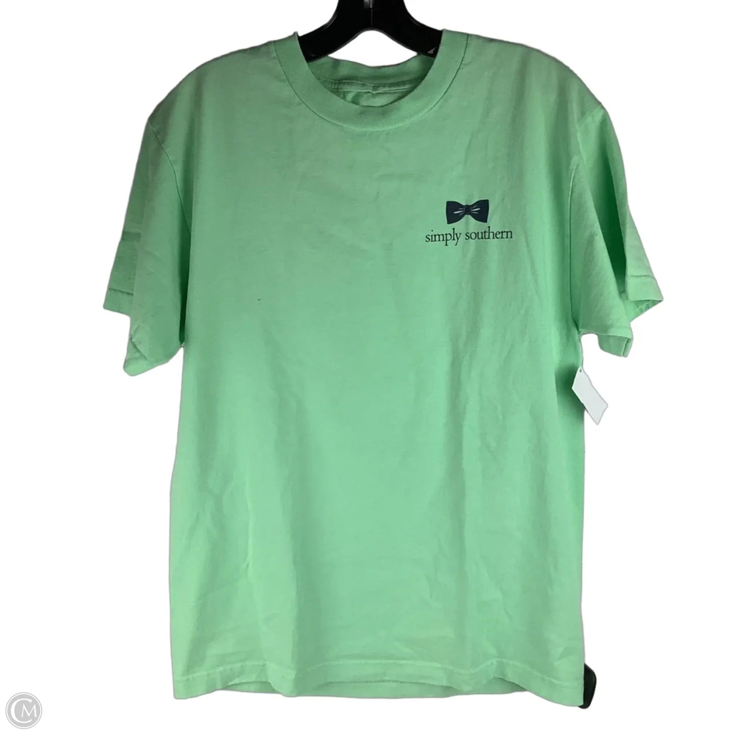 Top Short Sleeve By Simply Southern In Green, first picture is back of shirt