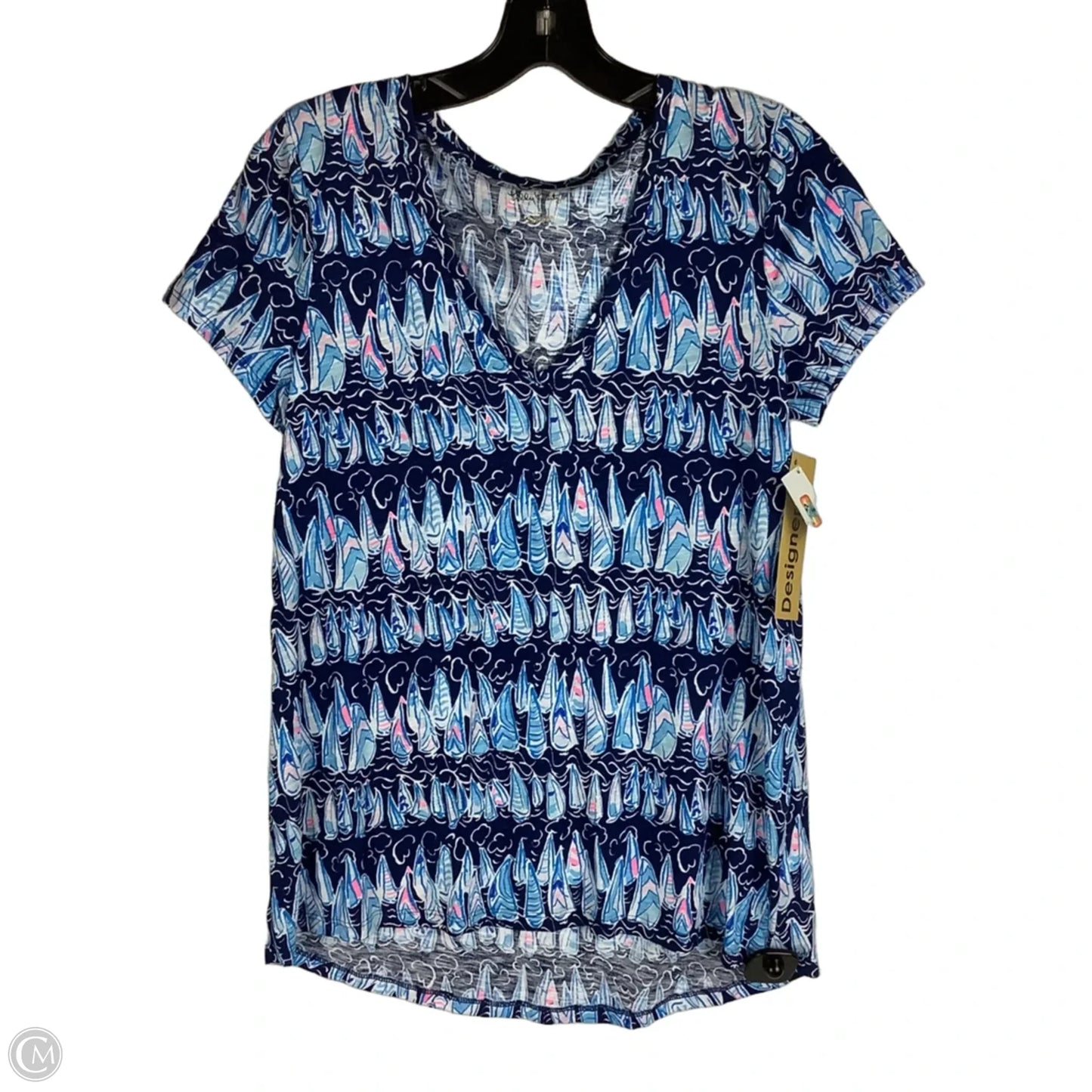 Top Short Sleeve Designer By Lilly Pulitzer In Blue, Size: S
