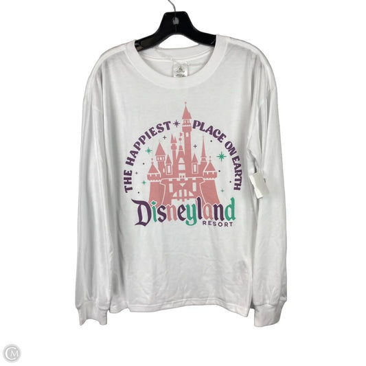 Top Long Sleeve By Disney In White, Size: L