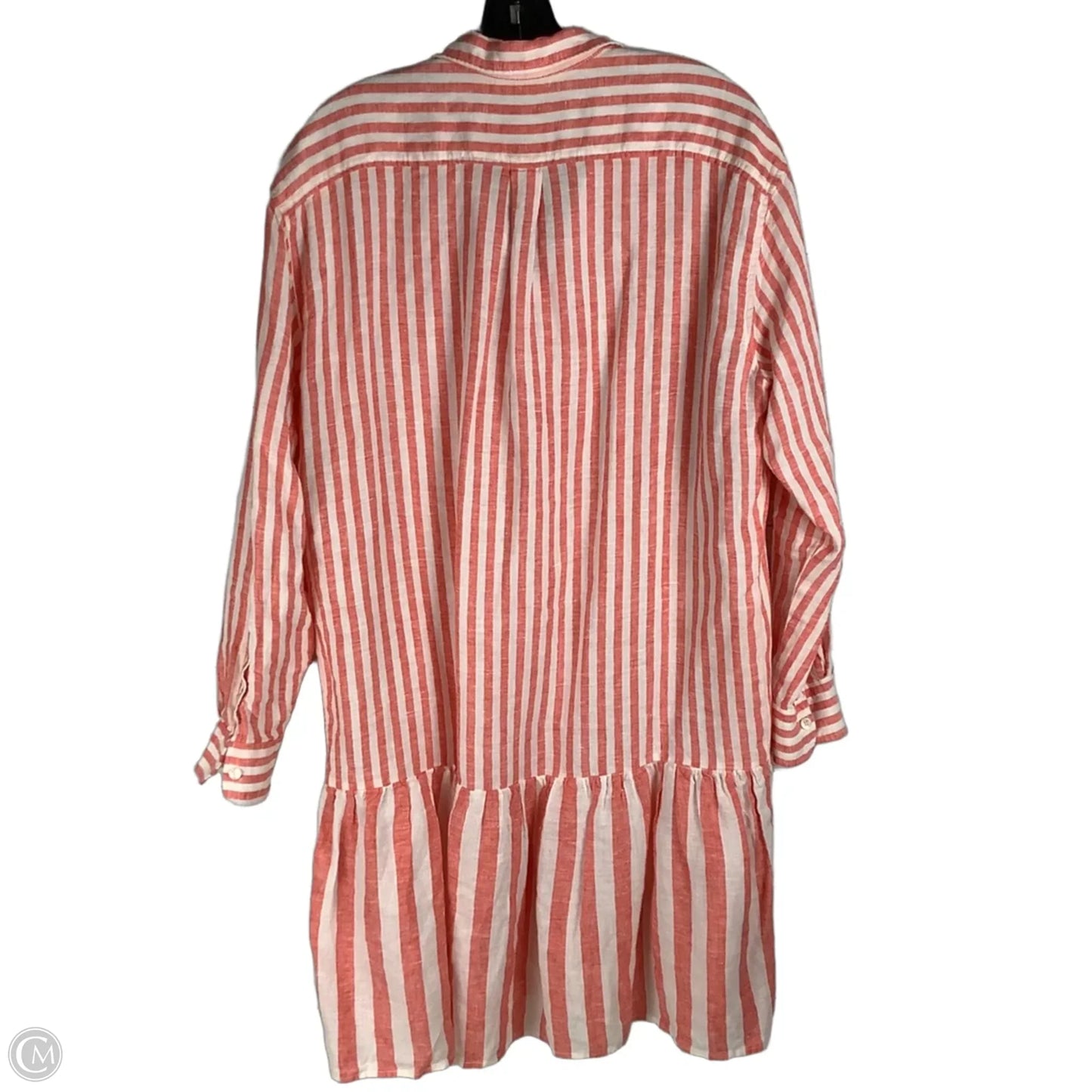 Dress Casual Midi By Clothes Mentor In 100% Linen Striped Pattern, Size: M
