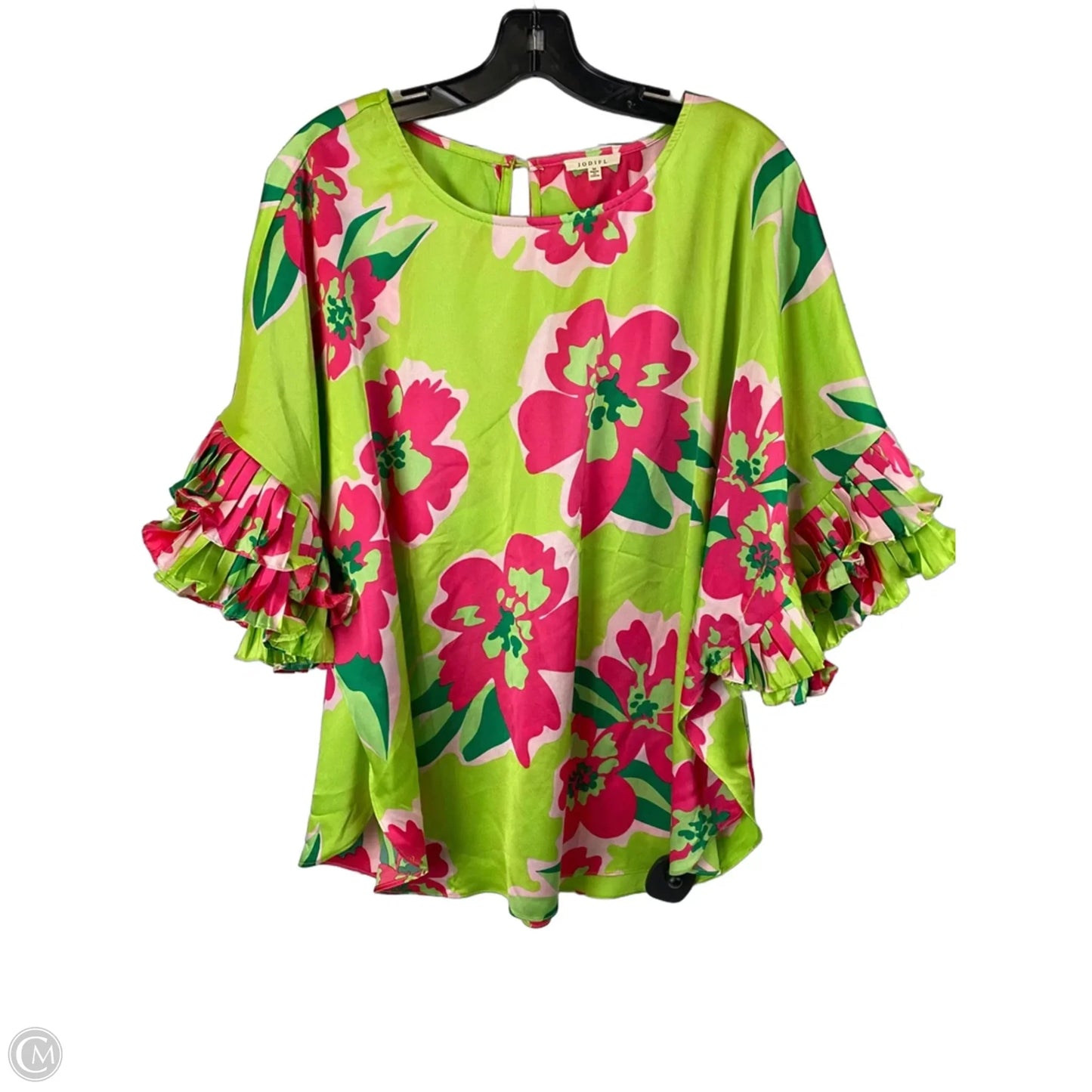 Top Short Sleeve By Jodifl In Green & Pink, Size: M
