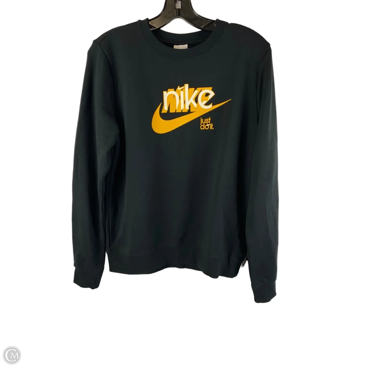 Sweatshirt Collar By Nike In Black & Yellow, Size: S