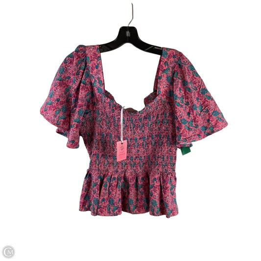 Top Short Sleeve By Simply Southern In Pink, Size: L