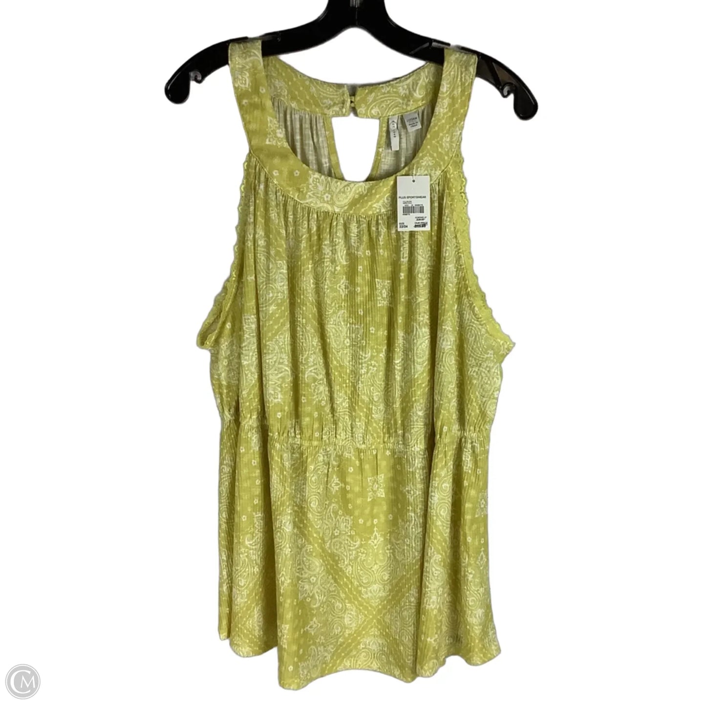 Top Sleeveless By Cato In Yellow, Size: 2x (22/24)