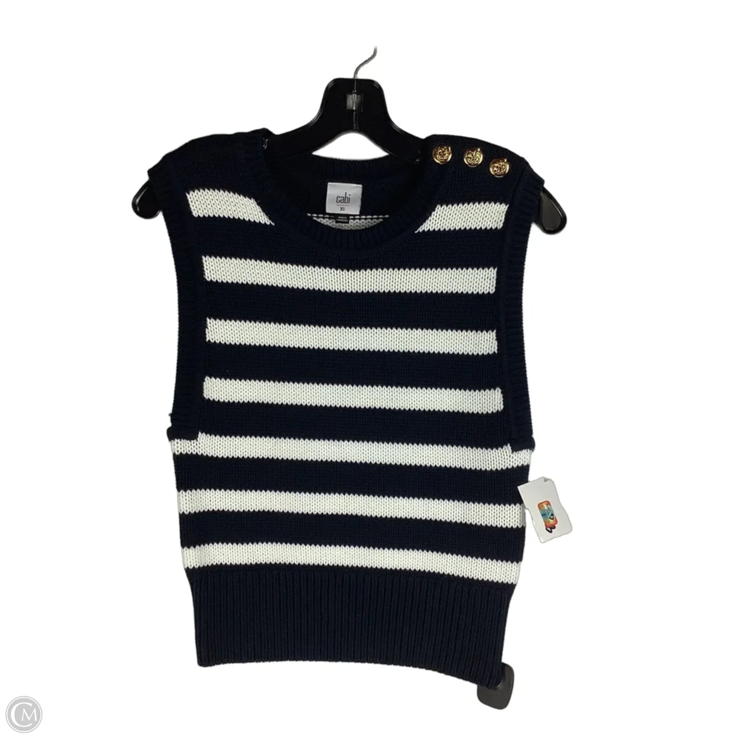 Top Sleeveless By Cabi In Striped Pattern, Size: Xs