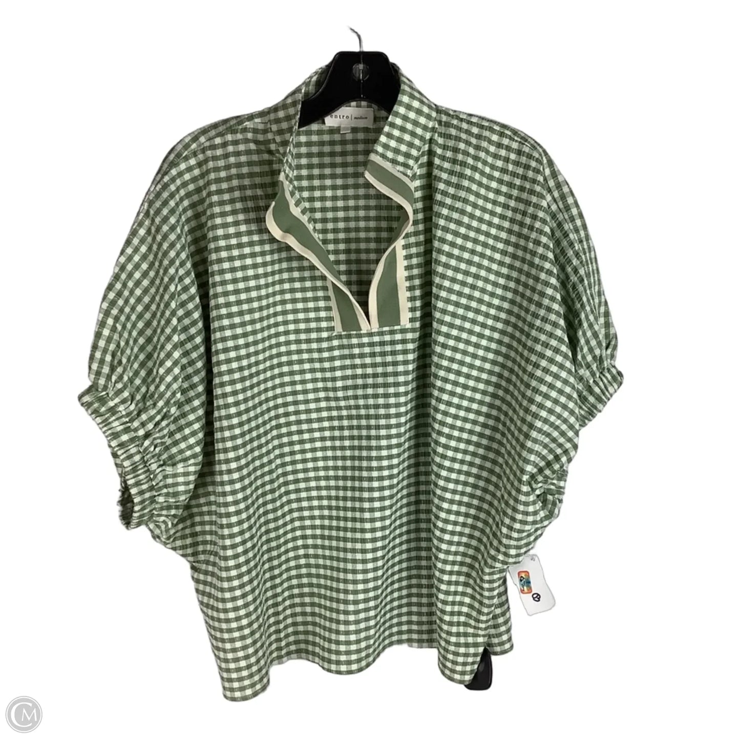 Top Short Sleeve By Entro In Plaid Pattern, Size: M